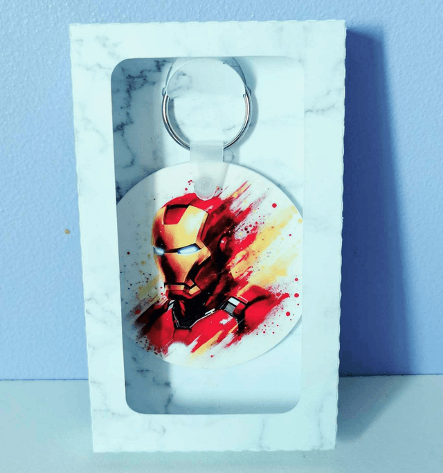 Porte-clé rond "Iron man" ou "Captain America"