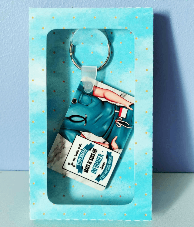 Porte-clé rectangle 6x4 cm en MDF (9 styles)