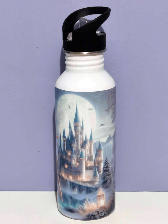 Gourde thème "Fée" (600 ml) avec paille intégrée