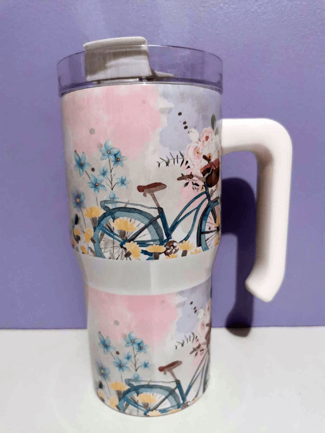Mug isotherme 600 ml "le vélo dans le jardin"