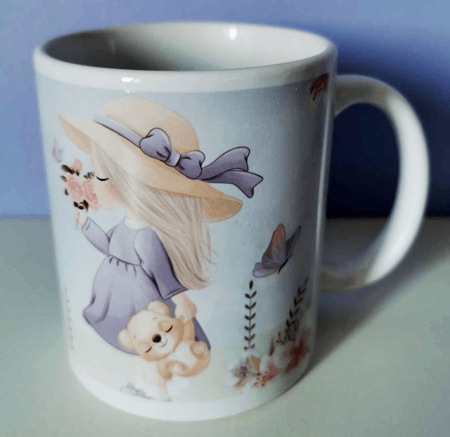 Mug "Petite fille avec son bouquet de fleurs"