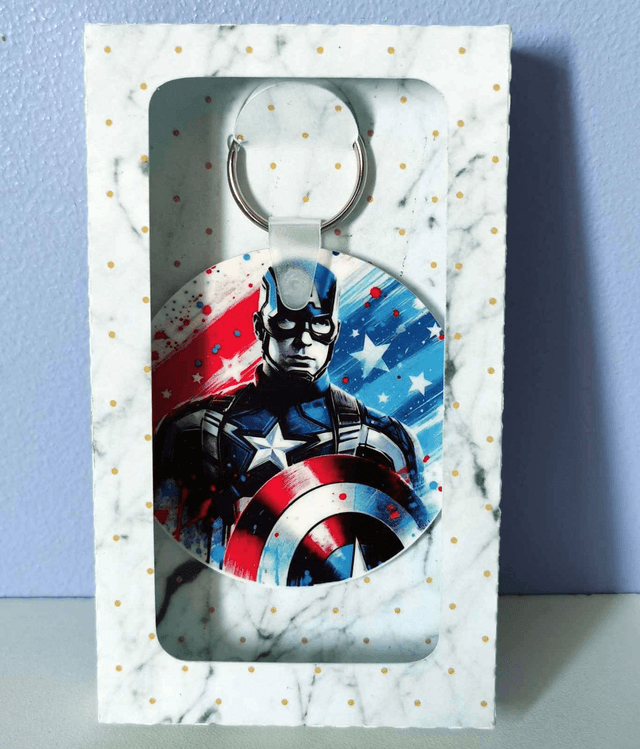 Porte-clé rond "Iron man" ou "Captain America"