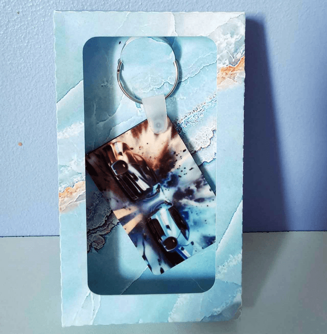 Porte-clé rectangle 6x4 cm en MDF (9 styles)