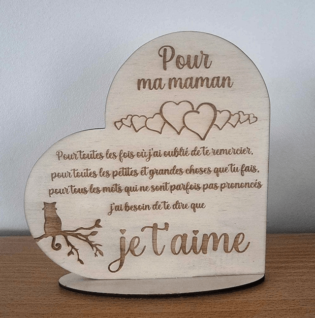 cadre cœur "maman je t'aime"