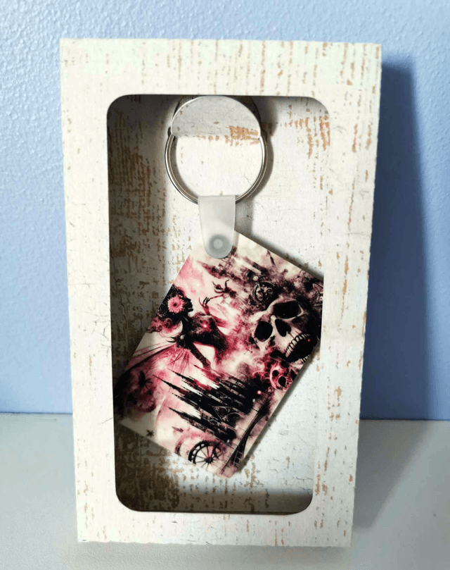 Porte-clé rectangle 6x4 cm en MDF (9 styles)