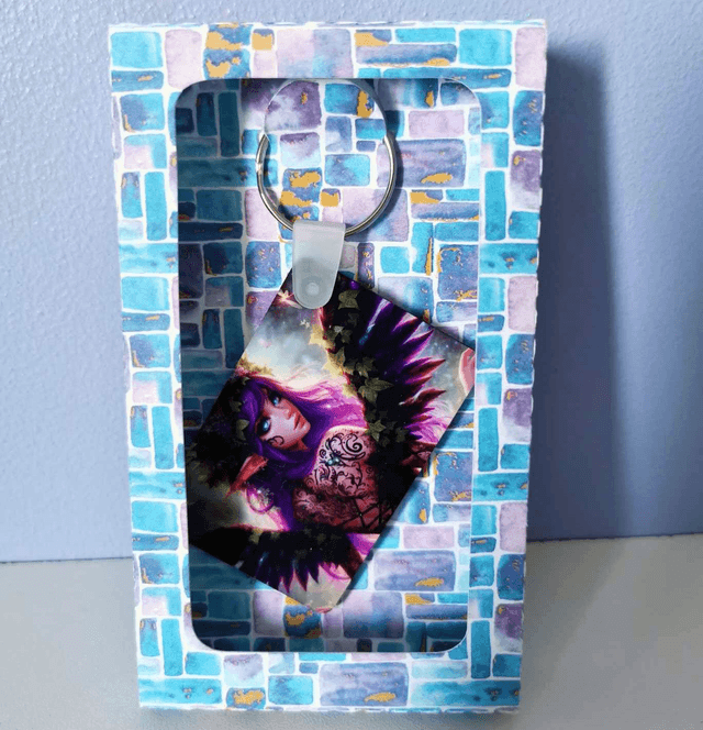 Porte-clé rectangle 6x4 cm en MDF (9 styles)