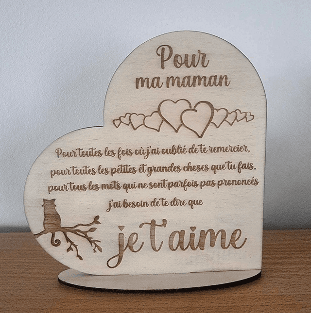 cadre cœur &quot;maman je t&#039;aime&quot;